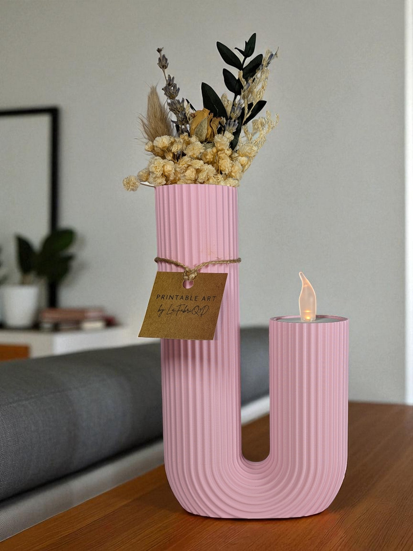 Vase Luma - Vase imprimé en 3D en PLA pour Fleurs Séchées - Décoration Moderne & Écologique | Design Original